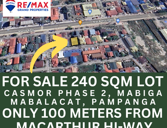 240 Sqm Lot For Sale 100 Meters From Hi-way Casmor Phase 2 Mabalacat