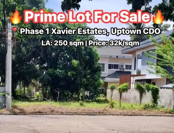 Xavier Estates CDO. High end Subdivision Cagayan de Oro city uptown. Lot for sale