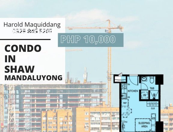 10K Monthly Studio 24 sqm in Shaw Mandaluyong beside Landcaster Hotel