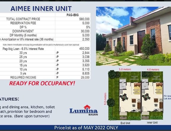 1-bedroom Rowhouse For Sale in Bauan Batangas