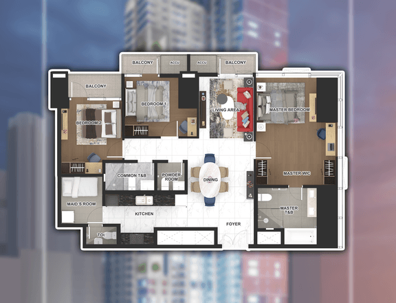 134.50 sqm 3-bedroom Uptown Modern Preselling Residential Condo For Sale in BGC Taguig