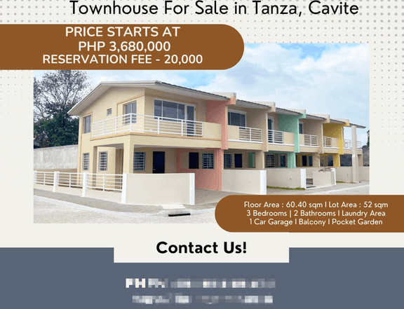 3-bedroom Townhouse For Sale in Tanza Cavite