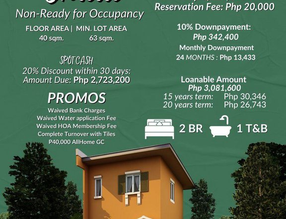 NRFO 2-bedroom single detached house and lot in pili,camarines sur.