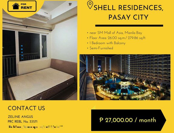 1-bedroom  with Balcony Facing Ameneity For Rent in Pasay Metro Manila
