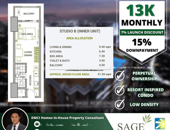 Preselling Studio Condo in Mandaluyong with LAUNCH DISCOUNT by DMCI