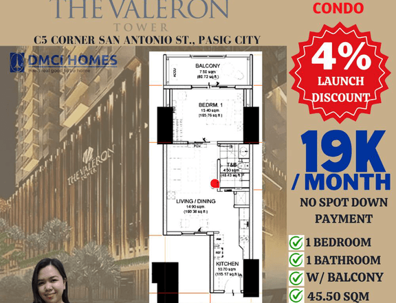 49.50 sqm 1-bedroom Condo For Sale in Pasig Metro Manila
