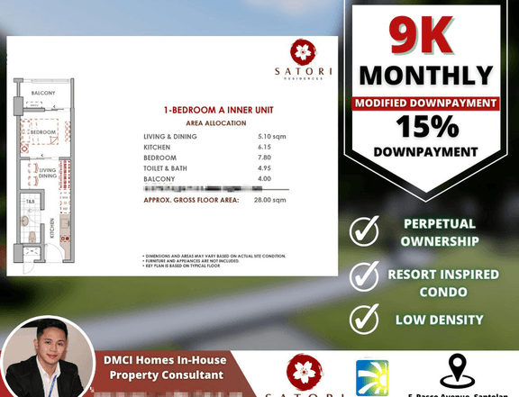 9K MONTHLY for 28.00 sqm | Satori Residences Pre-selling in Pasig