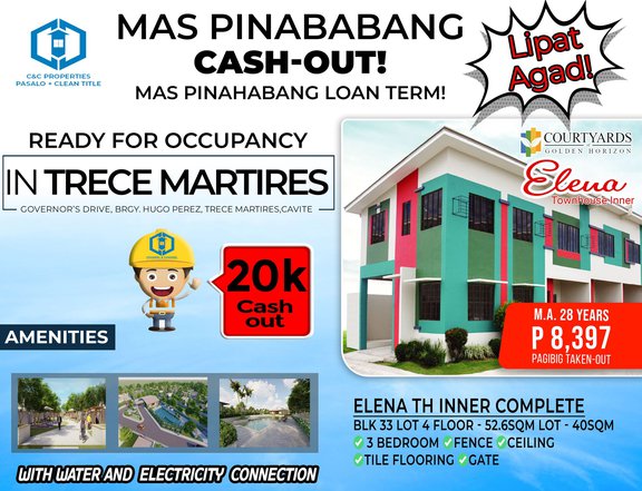 3-bedroom Single Attached House For Sale in Trece Martires Cavite RFO