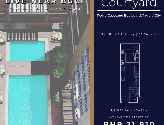 Studio Unit with Balcony in The Courtyard Condominium!!