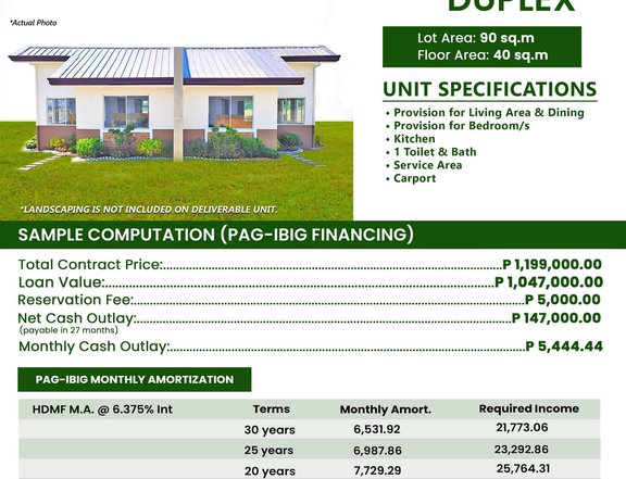 1-bedroom Duplex / Twin House For Sale in San Jose Batangas pre sell