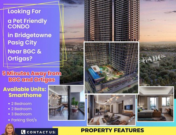 Bridgetowne Pasig! Le Pont Residences Smarthome 2br condo with balcony and parking slot for sale