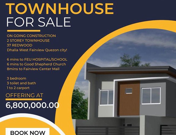 Pre-selling 3-bedroom Townhouse For Sale in Quezon City