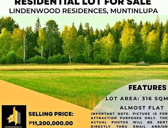 316 sqm Residential Lot For Sale in Muntinlupa Lindenwood Residences