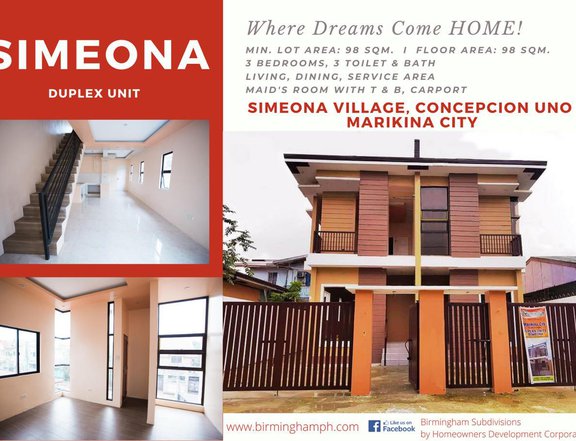 3-bedroom Duplex / Twin House For Sale in Marikina Metro Manila