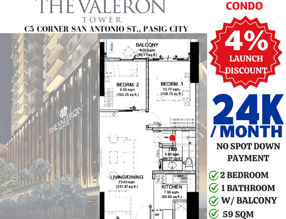LAUNCHING NOW: 59 SQM 2 BEDROOM CONDO IN PASIG, DMCI HOMES