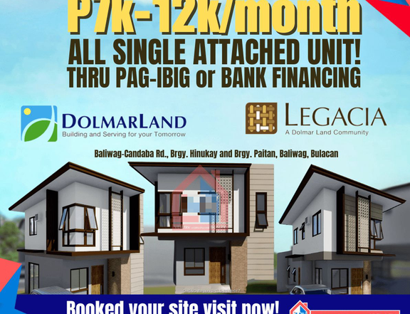 Preselling House and Lot Single Attached 7k-12k per month along highway. Near NLEX SM Baliuag