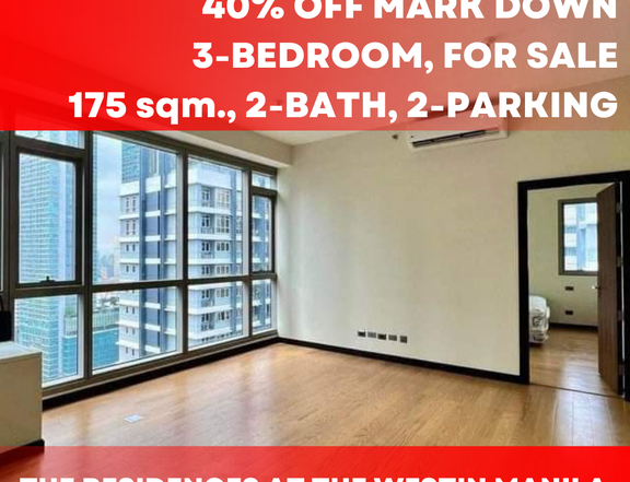SAVE 40% for 175sqm 3-bedroom Westin Condo For Sale in Ortigas Center