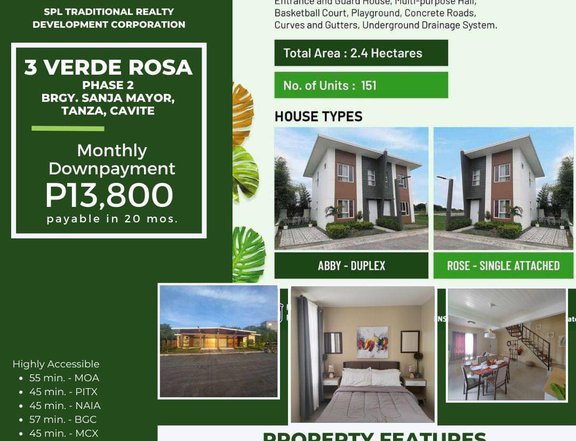 Verde Rosa: 2-bedroom Single Attached House For Sale in Tanza Cavite