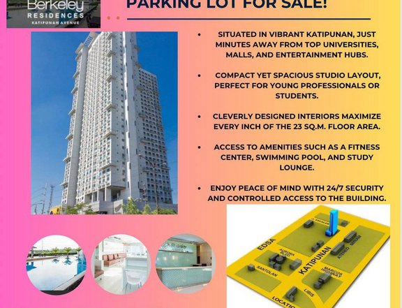 23 sqm Studio Condo w/ Parking Lot for Sale in Katipunan, Quezon City