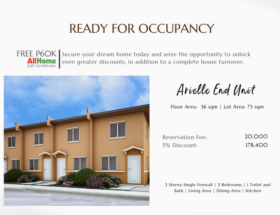 RFO 2BR HOUSE AND LOT FOR SALE IN SAVANNAH (TH ARIELLE  END UNIT)