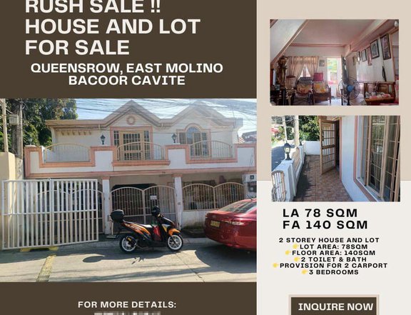 CLEAN TITLE HOUSE AND LOT IN MOLINO BACOOR CAVITE
