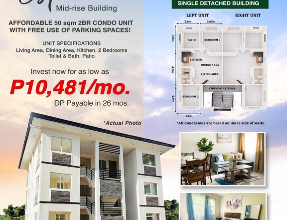 50.00 sqm 2-bedroom Condo For Sale in Santo Tomas Batangas