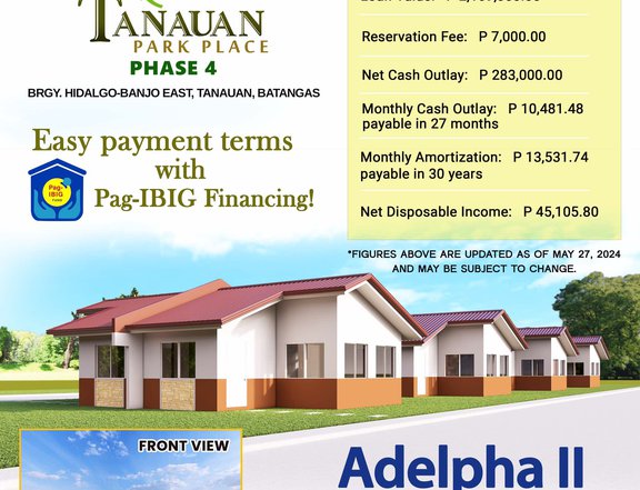 2-bedroom Single Attached House For Sale thru Pag-IBIG in Tanauan Batangas