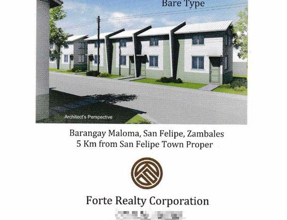 Installment 2-bedroom 2-storey bare type Townhouse For Sale in San Felipe Zambales