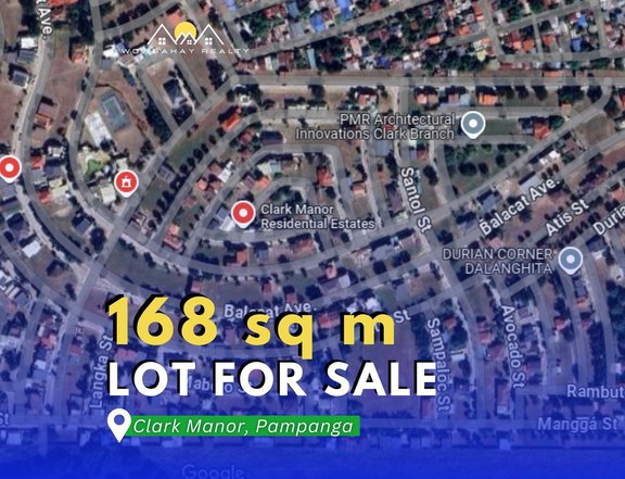 168 SQM LOT NEAR CLUBHOUSE FOR SALE IN CLARK MANOR