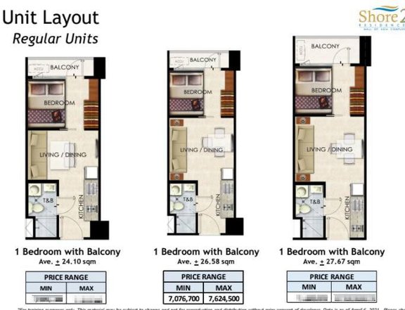 RFO 1-bedroom Residential Condo For Sale 24.10sqm SMDC SHORE II