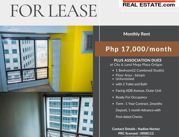 For Lease Studio Condominium @ City and Land Megaplaza