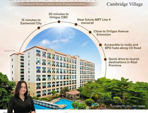 Cambridge Village Rent-to-Own 1-Bedroom Loft Type Condo  Only 12K/Month, Ready for Occupancy