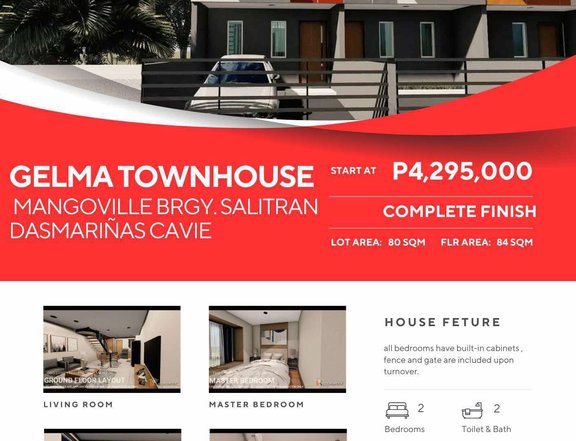 2 bedroom Complete finish townhouse in Dasmarinas Cavite