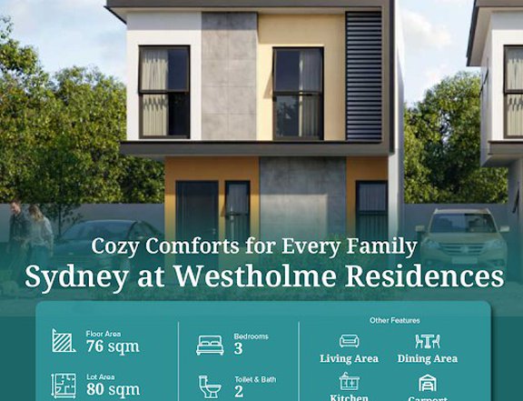 Furnished 3-bedroom Single Attached House Sydney House Model in Anyana-Westholme Tanza Cavite