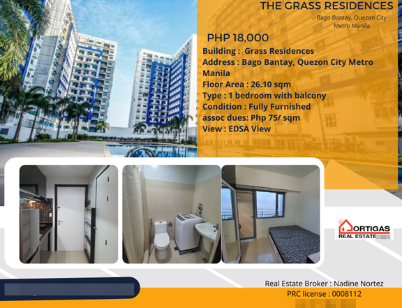 For Lease At Grass Residences Bago Bantay, Quezon City