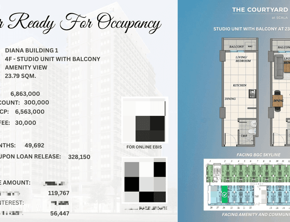 Ready For Occupancy 23.79 sqm Studio Residential Condo For Sale in Taguig