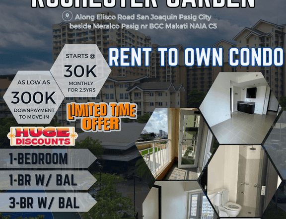 1-bedroom Condo For Sale in Pasig Rochester Garden near BGC Makati NAIA C5 Megamall Ortigas CBD