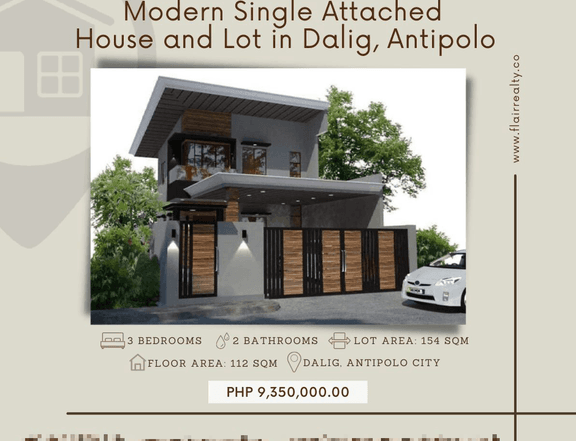 Spacious Modern Design Single Attached House and Lot in Upper Antipolo