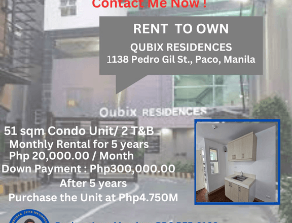 RENT TO OWN 51 sqm 1 bedroom with 2 T&B and balcony