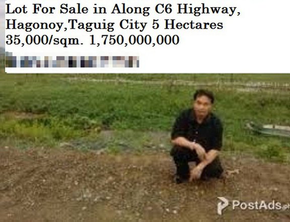 I'm Selling Rawland 5 Hectares 1.75Billion in Along C6 Highway,Brgy. Hagonoy,Taguig City