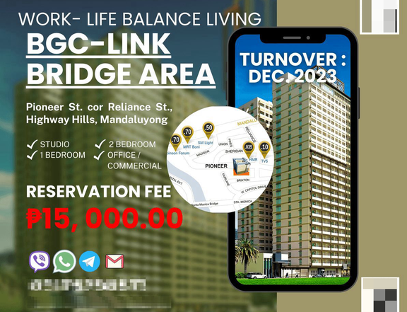 CONDO PIONEER HEIGHTS near BGC LINK BRIDGE, AFFORDABLE MOVE IN READY 20 MOS DP