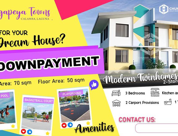 No downpayment rent to own in  Agapeya Towns Calamba Laguna