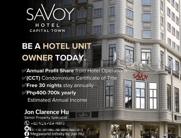 HOTEL UNIT INVESTMENT Savoy Hotel Pampanga San Fernando Passive Income