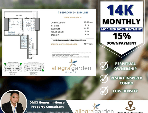 AFFORDABLE 1BR (41.00 sqm) | Allegra Garden Place Preselling in Pasig