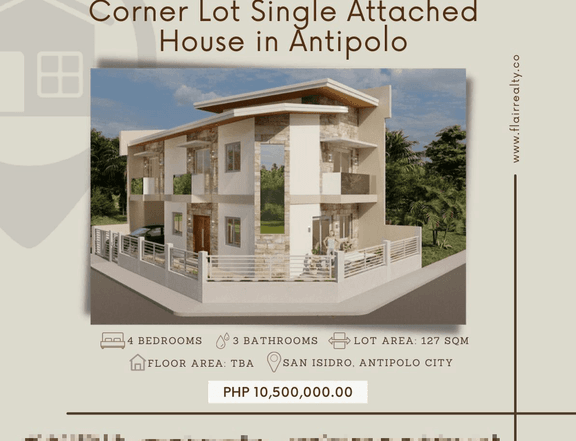 Corner Lot Single Attached House with High Ceiling in Upper Antipolo