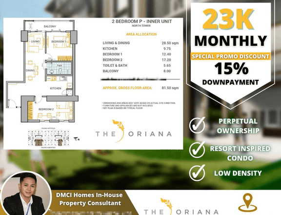 23K ONLY for a 2-bedroom 81.50 sqm  Condo For Sale in Quezon City / QC