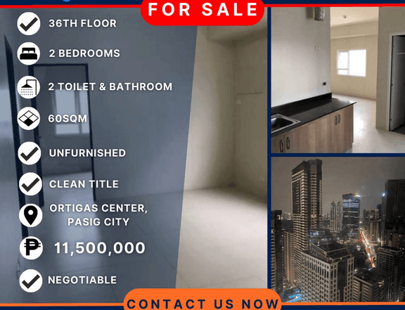 RFO 60.00 sqm 2-bedroom Condo For Sale in Ortigas Pasig Metro Manila