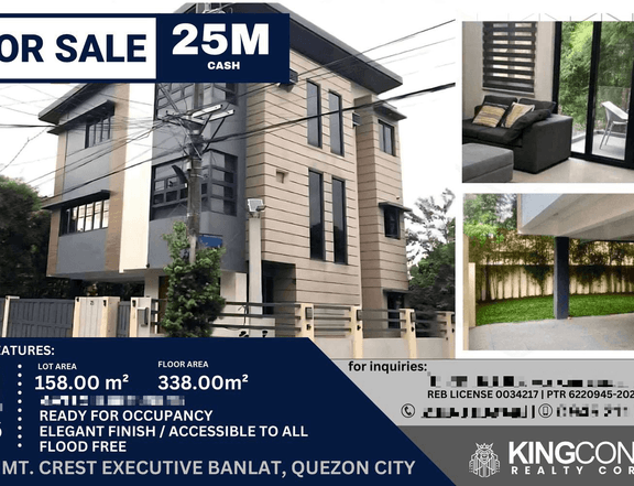 5-bedroom Single Detached House For Sale in Mt. Crest Banlat Quezon City / QC Metro Manila