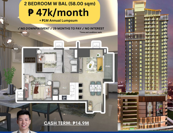 Vion West 2 Bedroom with Balcony 58sqm Preselling Condo in Makati City
