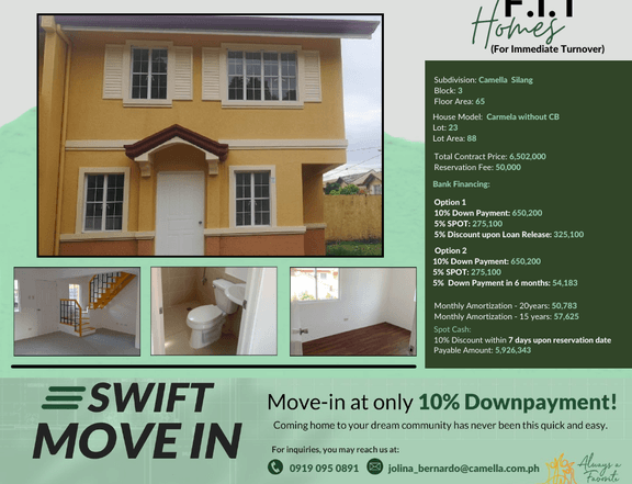 Ready for Occupancy in Camella Silang - Carmela